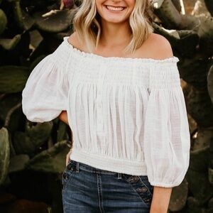 Free People Cream Off the Shoulder Blouse